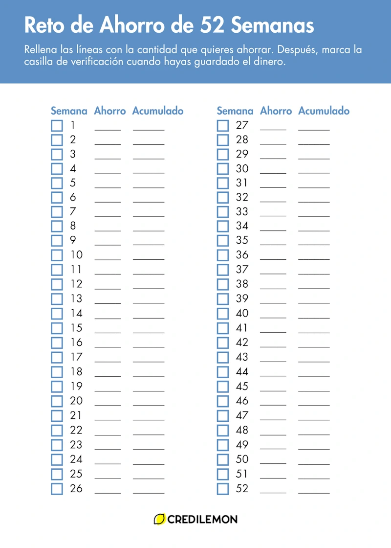 Plantilla para guardar y rellenar con el plan de ahorro completado